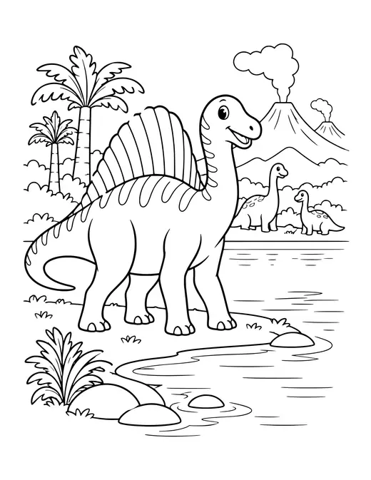 Ouranosaurus by the Lake coloring page
