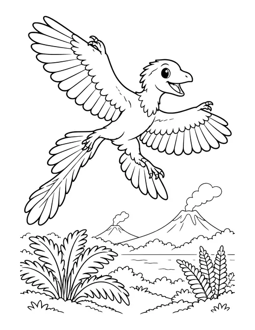 Microraptor Gliding coloring page