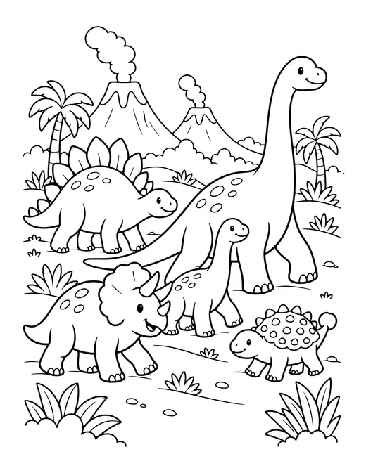 Dino Herd Migration coloring page