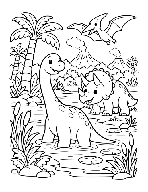 Dino Swamp coloring page