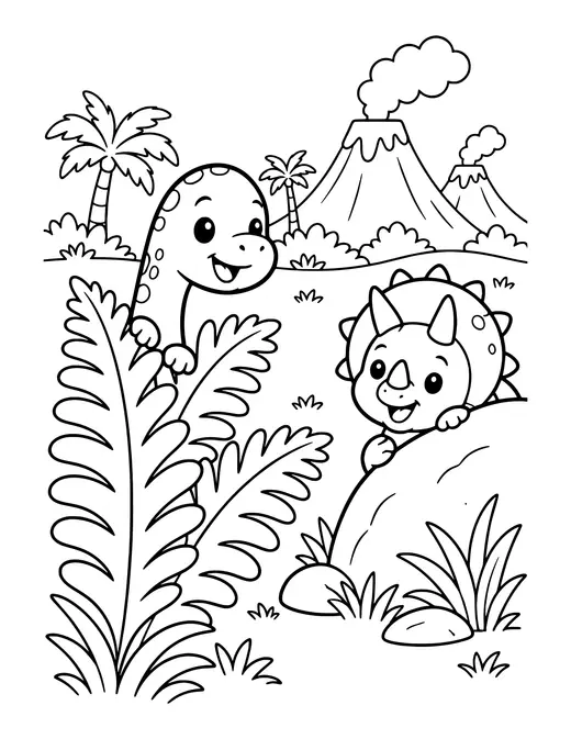 Dino Hide and Seek coloring page