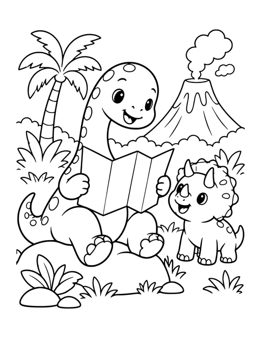 Dino Reading Map coloring page