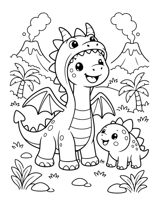 Dino Dragon Costume coloring page