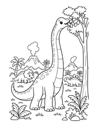 Brachiosaurus Reaching the Trees coloring page