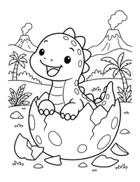 Baby Dino Hatching from an Egg coloring page