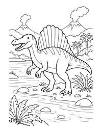 Spinosaurus by the River coloring page