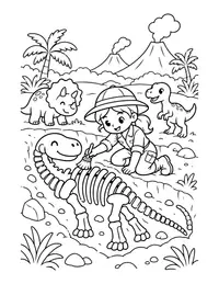 Paleontologist with a Brush coloring page