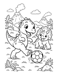 Dino Playing Soccer coloring page