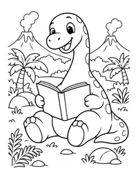 Dino Reading a Book coloring page