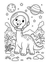 Dino in Space Helmet coloring page