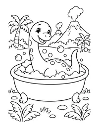 Dino Taking a Bath coloring page