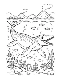 Mosasaurus in the Sea coloring page