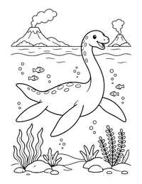 Plesiosaurus Swimming coloring page