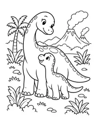 Dino Mom and Baby coloring page
