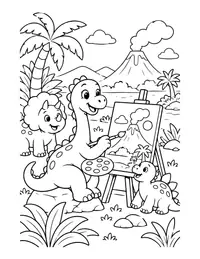 Dino Painting a Picture coloring page