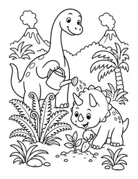 Dino Gardening coloring page