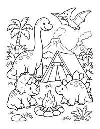 Dino Camping coloring page