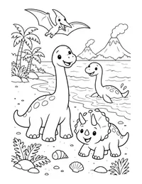 Dino at the Beach coloring page