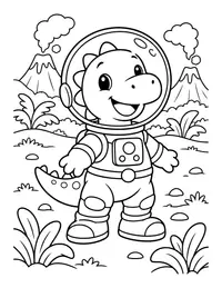 Dino Astronaut coloring page