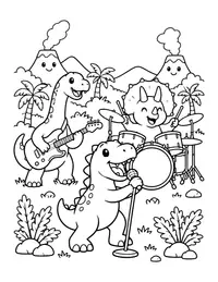 Dino Rock Band coloring page