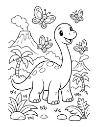 Dino and Butterflies coloring page