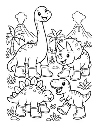 Dino Rain Boots coloring page