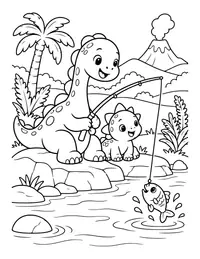 Dino Fishing coloring page
