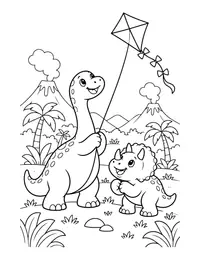 Dino Kite Flying coloring page
