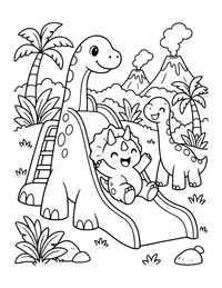 Dino Slide at the Park coloring page