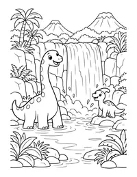 Dino Waterfall coloring page