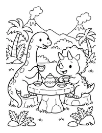 Dino Tea Party coloring page