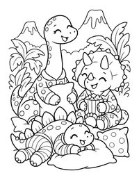 Dino Pajama Party coloring page