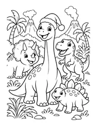 Dino Christmas Hat coloring page