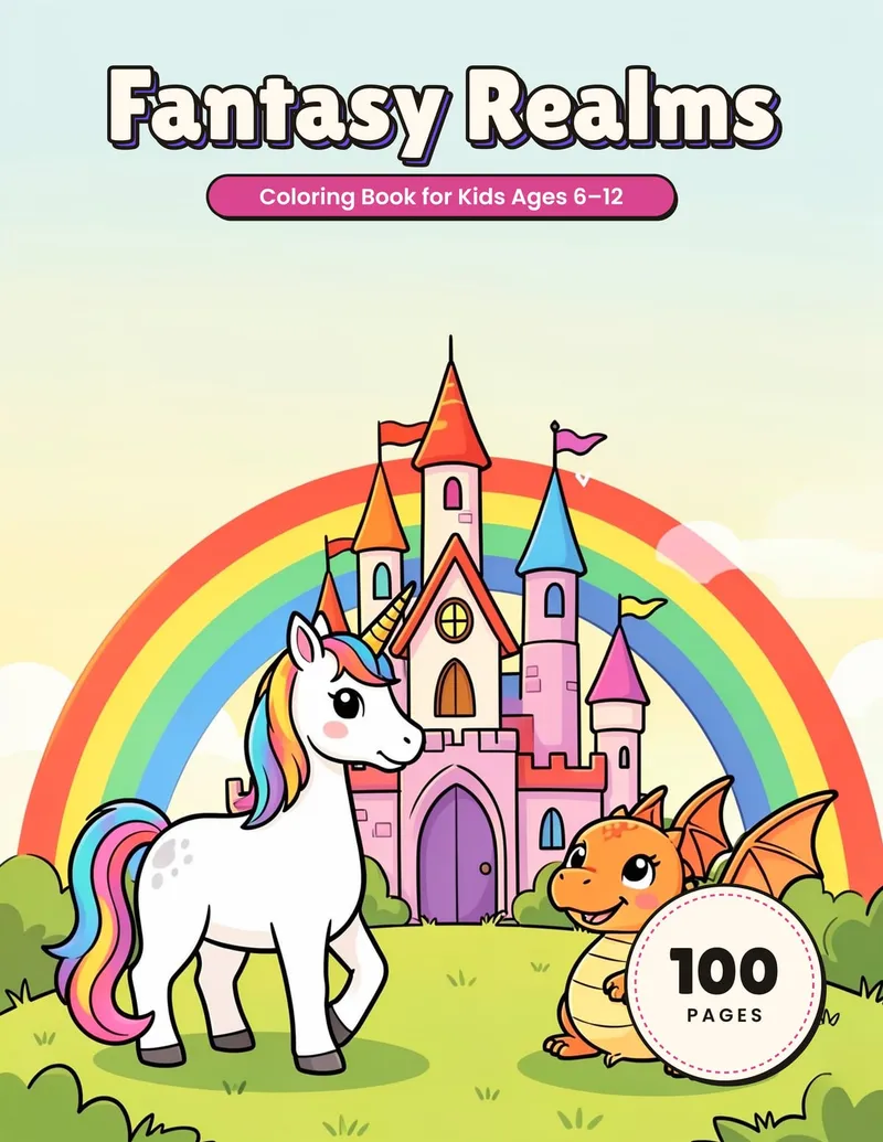 Fantasy Realms coloring book cover