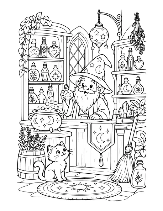 Magic Potion Shop coloring page