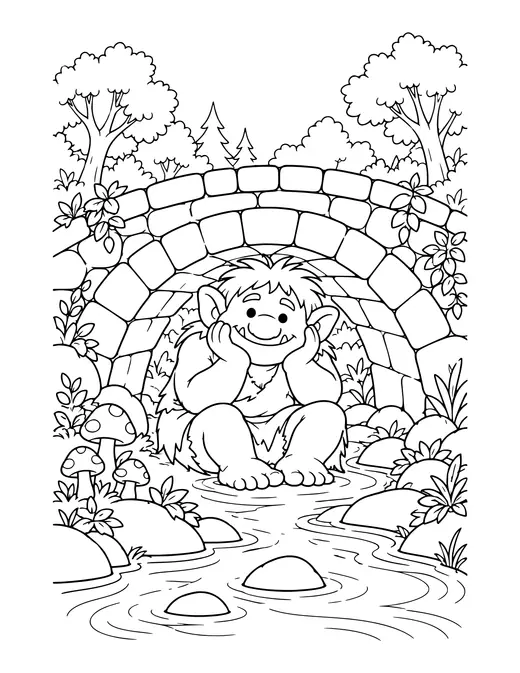 Troll Under a Bridge coloring page