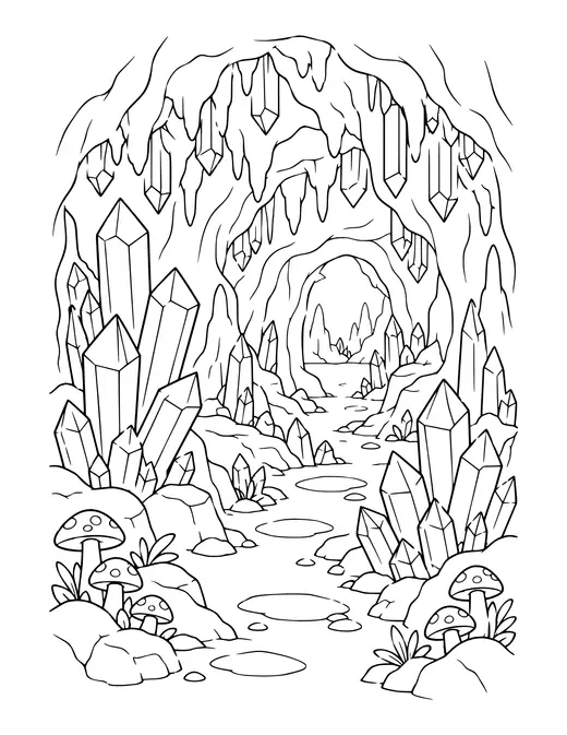 Crystal Cave coloring page