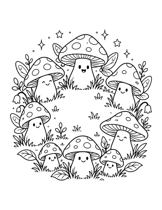 Fairy Ring of Mushrooms coloring page
