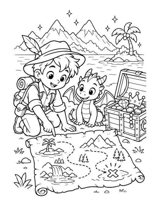 Treasure Map Adventure coloring page