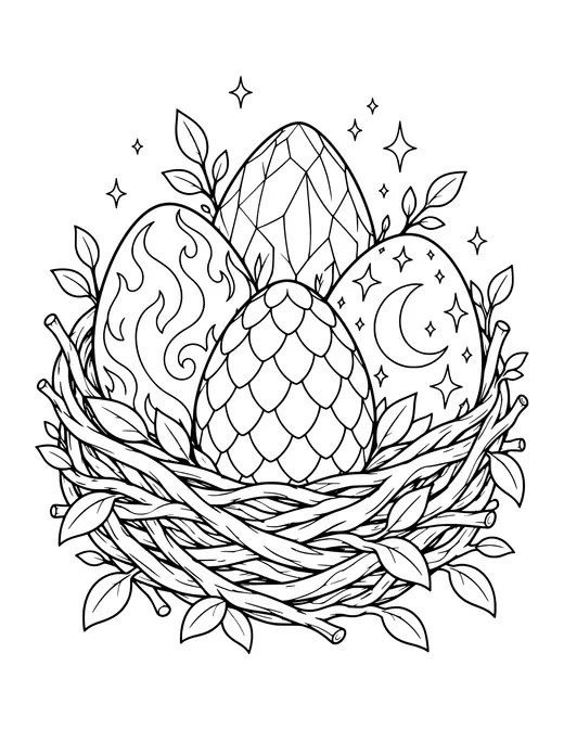Dragon Egg Nest coloring page