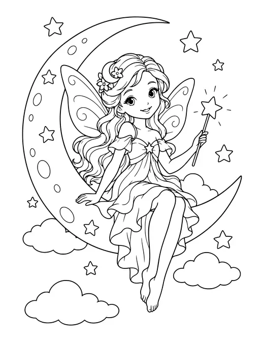 Moon Fairy coloring page