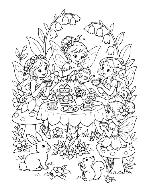 Fairy Tea Party coloring page