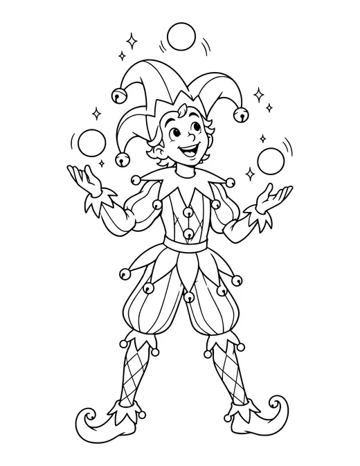 Jester Juggling coloring page