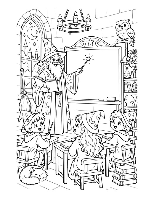 Magic School Classroom coloring page