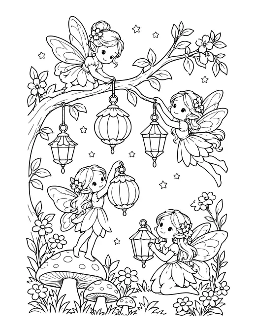 Fairy Lanterns coloring page