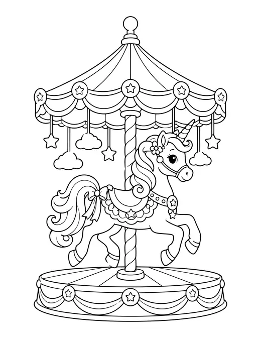 Unicorn Carousel coloring page