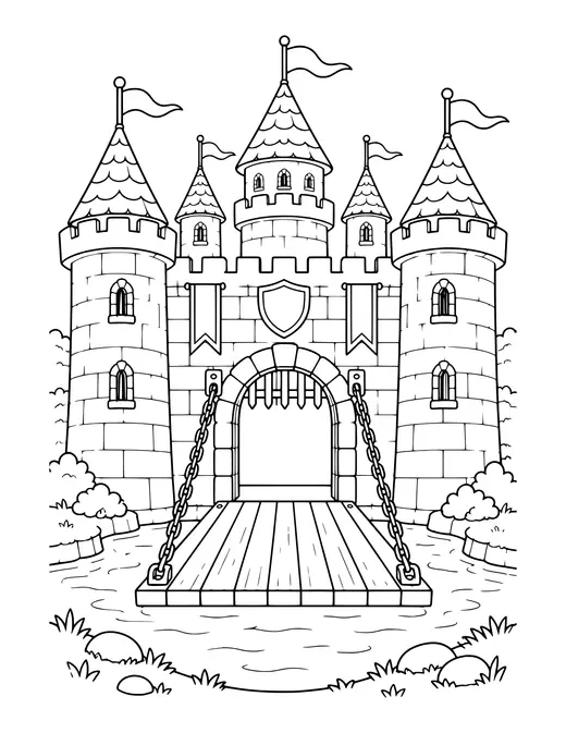 Castle Drawbridge coloring page
