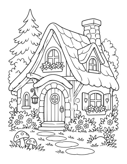 Snow White Cottage coloring page