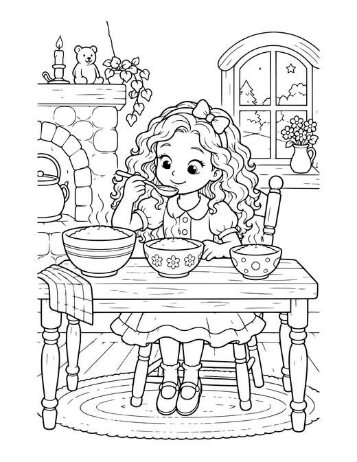Goldilocks Porridge coloring page