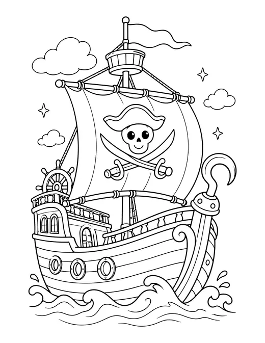 Pirate Hook Ship coloring page